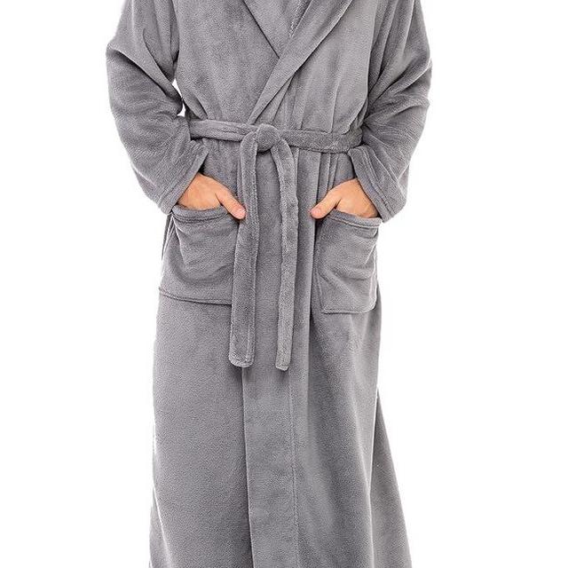 Alexander Del Rossa Mens Robe with Hood, Plush Fleece Hooded Mens Bathrobe, Big and Tall Bath Robe for Men