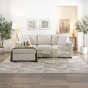 Playday Beige 93'' 3 Piece Right Arm Facing Pop-Up Sleeper Chaise Sectional with USB Port & Swivel Chair