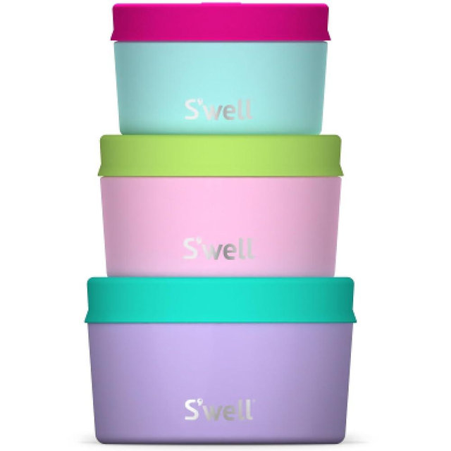 S'well Stainless Steel Food Canister Set Of Three 10 ounces, 16 ounces and 24 ounces Pastel Paradise Single-Walled Durable Construction BPA-Free