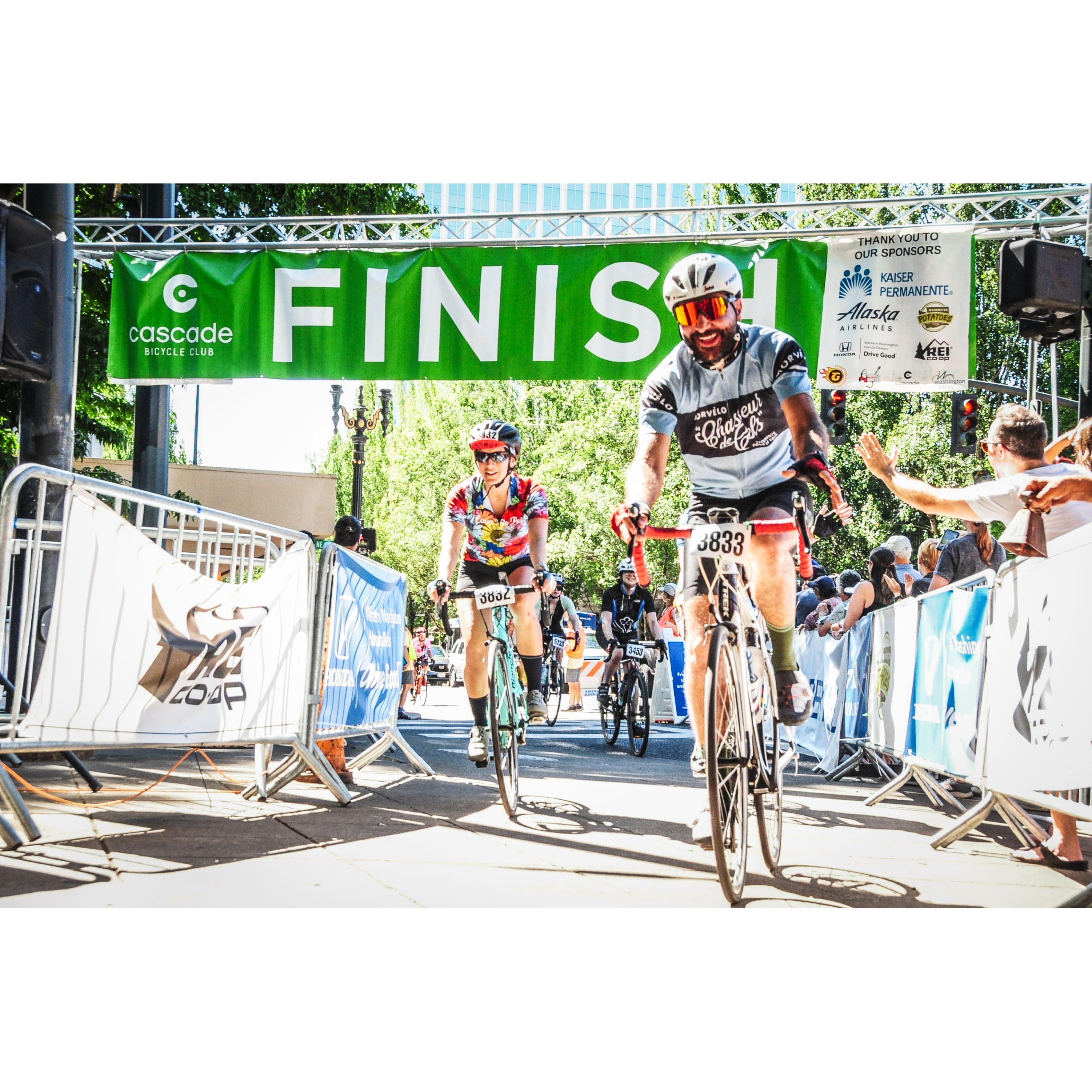 320km bike ride from Seattle to Portland...crossed the finish line
