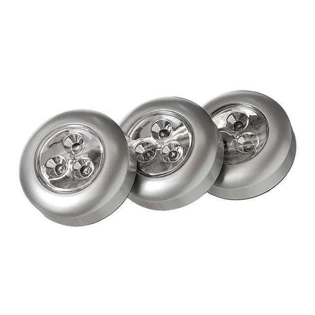 LIGHT IT! by Fulcrum 30010-301 3-LED Wireless Mini Stick On Touch Light, 3-Pack, Silver