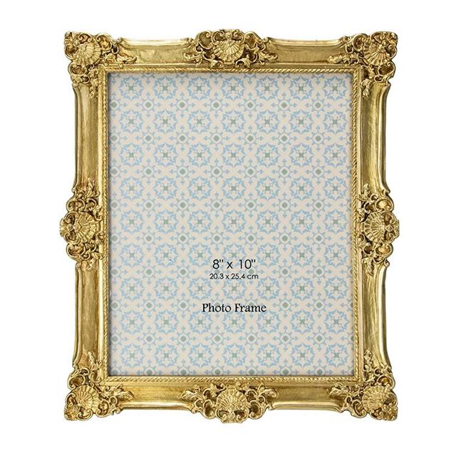 GUOER 8x10 Picture Frames Vintage Photo Frame with Glass Front Antique Picture Frame for Tabletop Wall Hanging (8x10, New Golden)