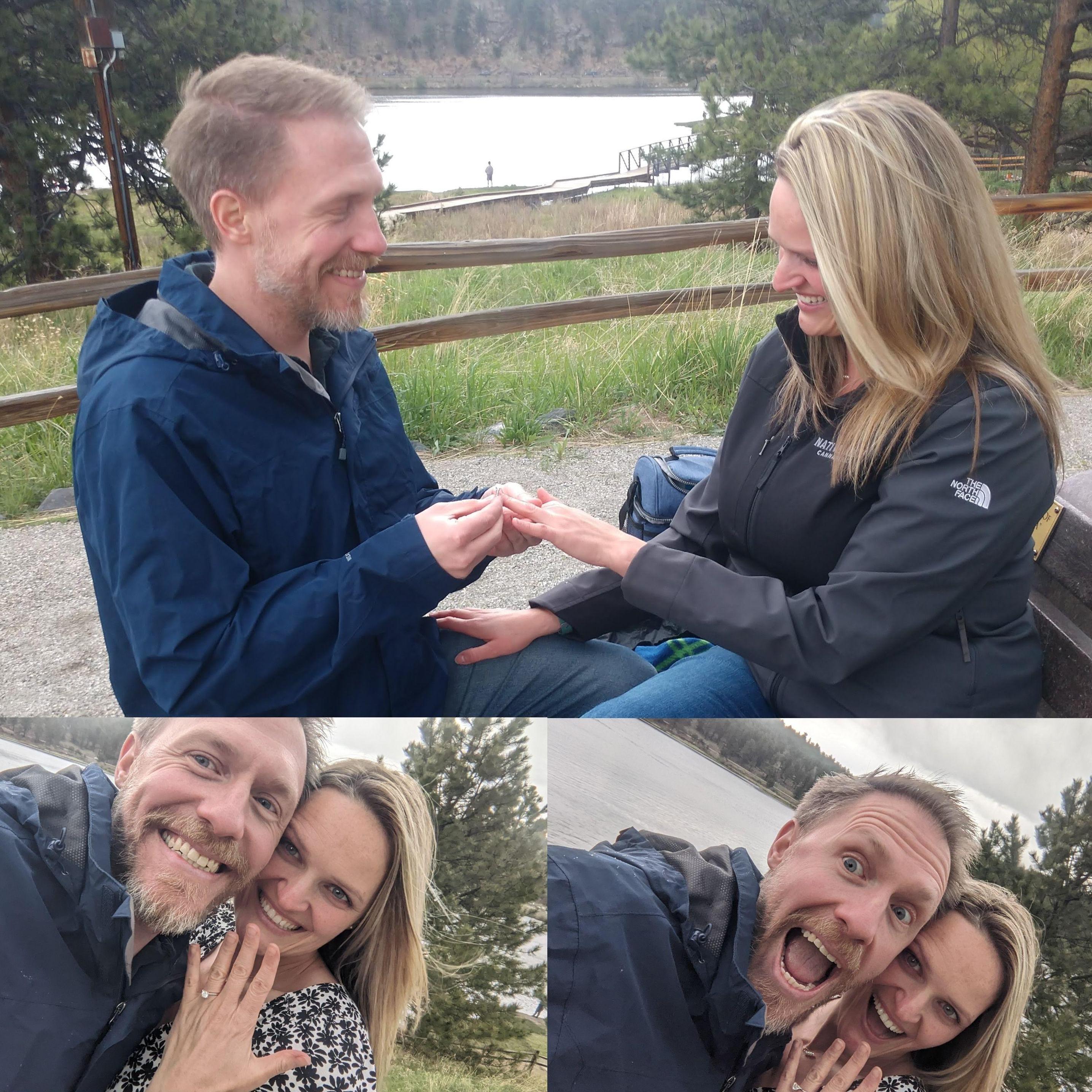 We're engaged!  John proposed at the Evergreen Lake House, where we will now be getting married!