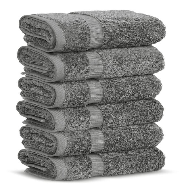 Chakir Turkish Linens 100% Cotton Premium Turkish Towels for Bathroom | 13'' x 13'' (6-Piece Washcloth, Gray)