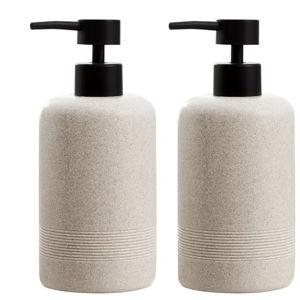 Soap Dispensers 400ML 13OZ, 2 PCS Hand Dish Lotion Shampoo Lotion Soap Dispenser Jar, Resin Premium Thick Soap Pump Bottles for Kitchen Bathroom Countertop (Beige)