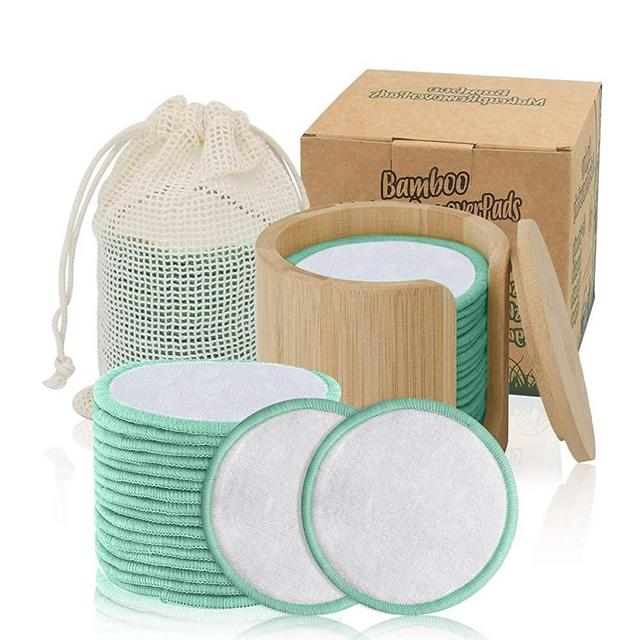 Reusable Cotton Rounds Reusable Makeup Remover Pads 16 Pack Washable Laundry Bag Bamboo Holder Soft for All Skin Types