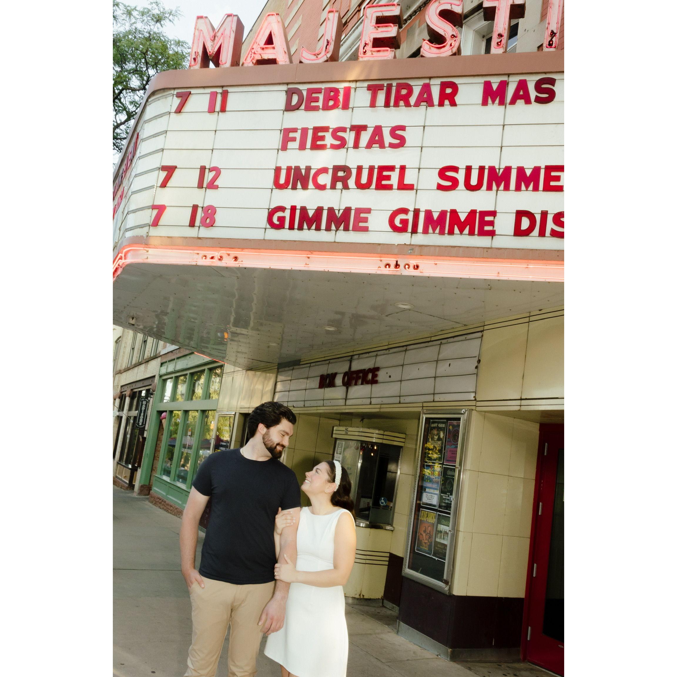 The Majestic Theater in downtown Madison, where we met at a concert in 2019!