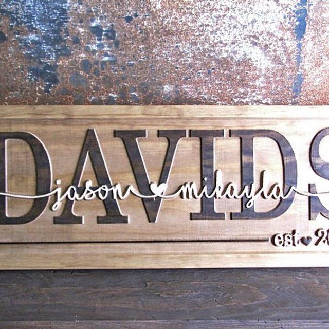 Personalized Wedding Gift Family Name Signs CARVED Custom Wooden Sign Last name Established Anniversary personalized sign gifts couple