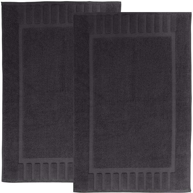 White Classic Luxury Bath Mat Floor Towel Set - Absorbent Cotton Hotel Spa Shower/Bathtub Mats [Not a Bathroom Rug] 22"x34" | 2 Pack | Black