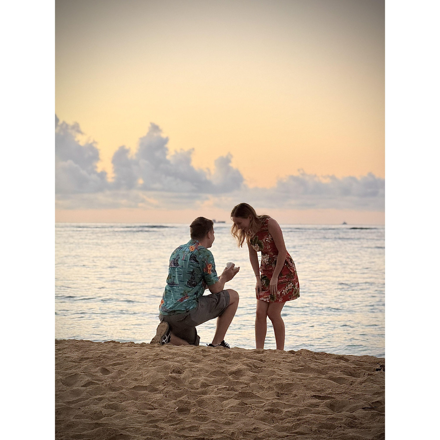 A sunrise proposal, after Nick turned the ring right side up!