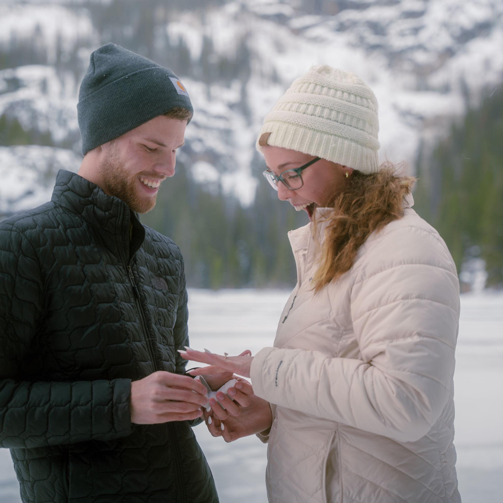Proposal at Bear Lake, Estes Park Colorado. Aimee had no idea...well she definitely had her suspicions.