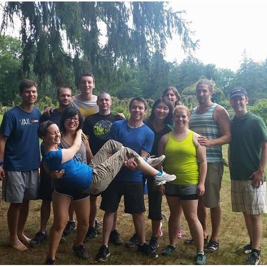 We became friends through the Hartford 20s and 30s Meetup Group. This is a picture from field day that Nancy hosted in 2016.