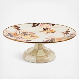 Wild Rose White Stainless Steel Pedestal Platter