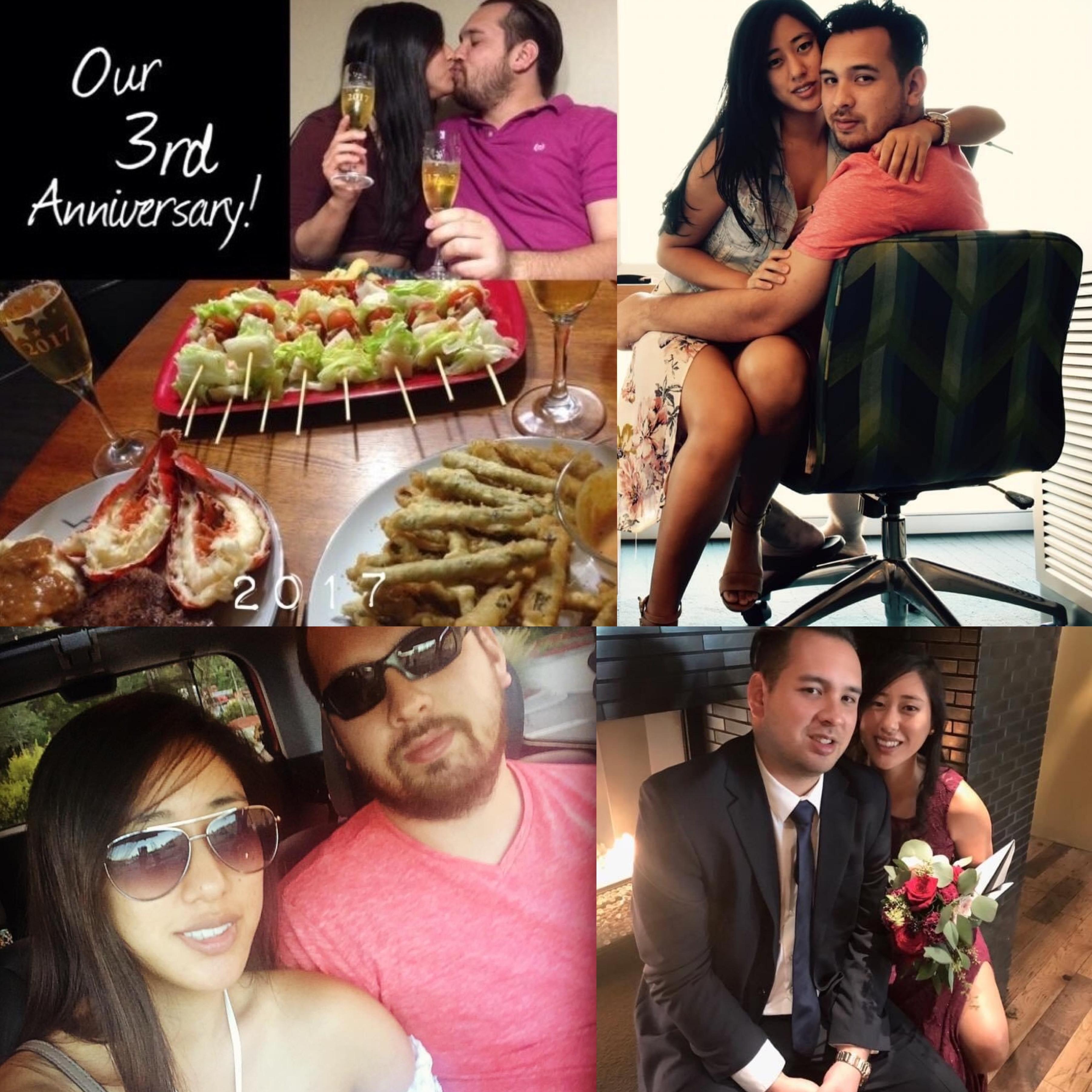 Third Year Anniversary. This year tested our relationship after a bad car accident. We got through it together and even got to be a part of a wedding of a dear childhood friend, Christina.