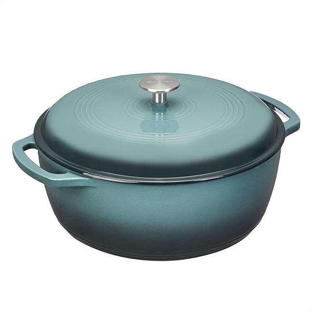 AmazonBasics Enameled Cast Iron Dutch Oven-7.3-Quart, Grey, 7.3QT