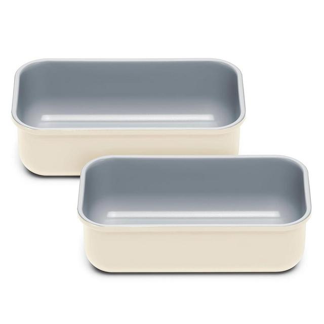 Caraway Non-Stick Ceramic 1 lb Loaf Pan Duo - Naturally Slick Ceramic Coating - Non-Toxic, PTFE & PFOA Free - Perfect for Pound Cakes, Breads, & More - Cream