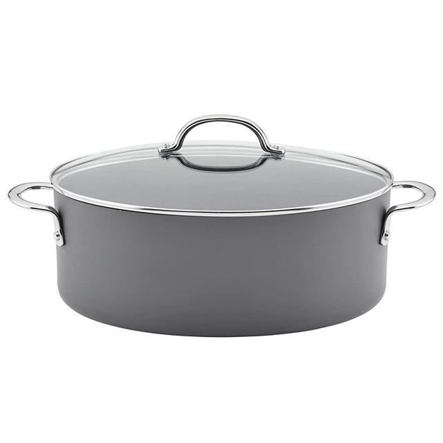 Rachael Ray 80090 Professional Hard Anodized Nonstick Cookware Oval Pasta Pot / Braiser, 8 Quart - Gray