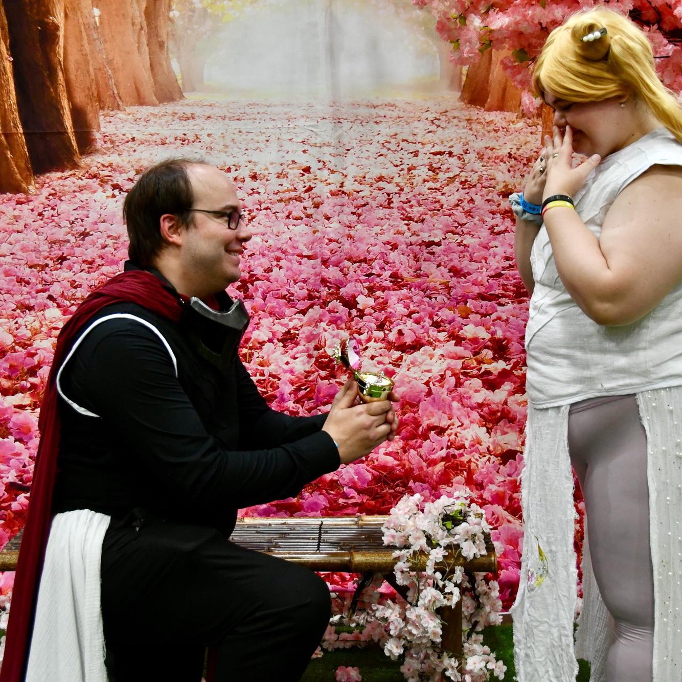 Proposal recreation under the cherry blossoms