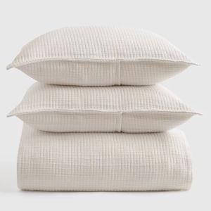 Organic Ribbed Cotton Coverlet Set - Ivory, King/Cal King