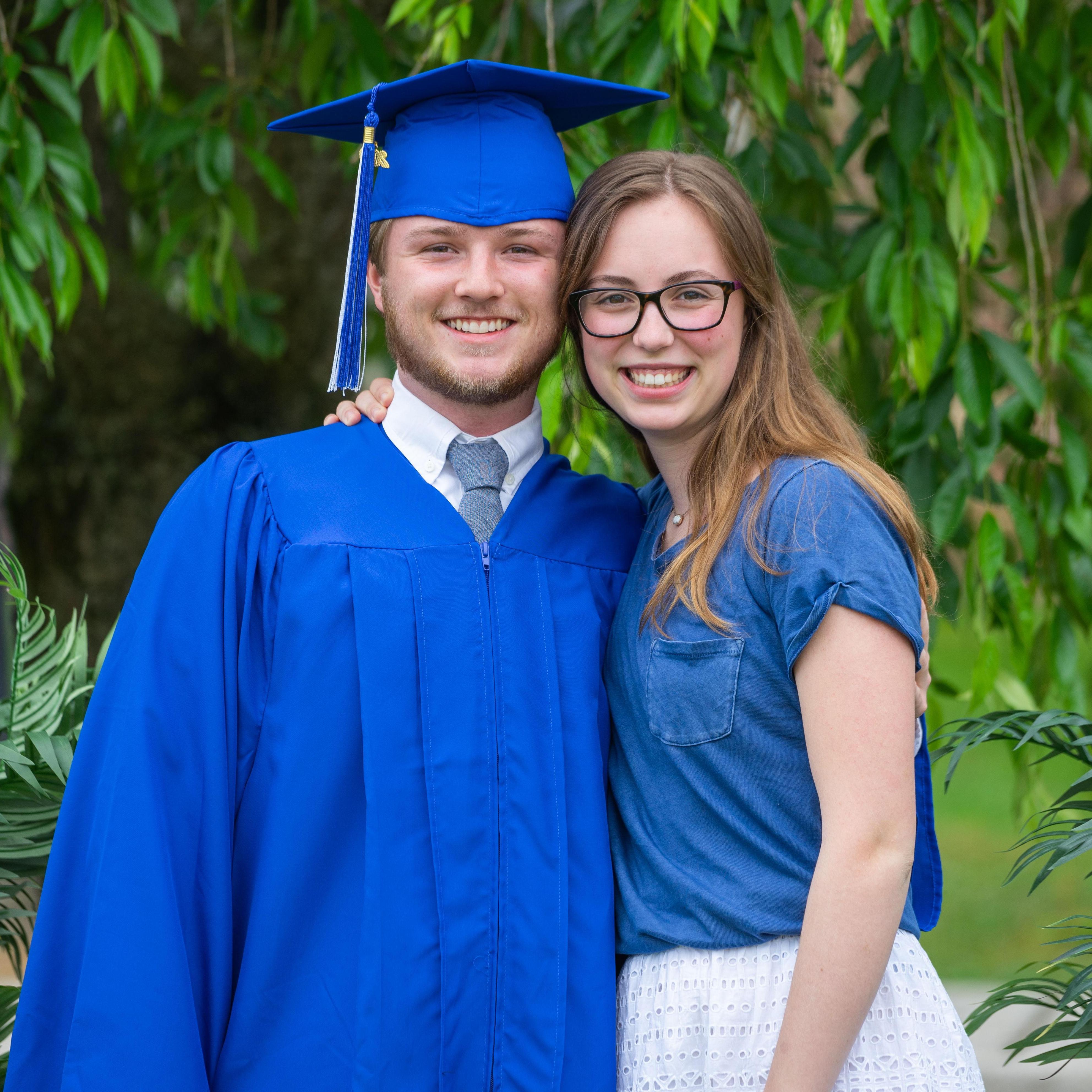 Us posing for Jack's school-sponsored Covid graduation pics - what a year!