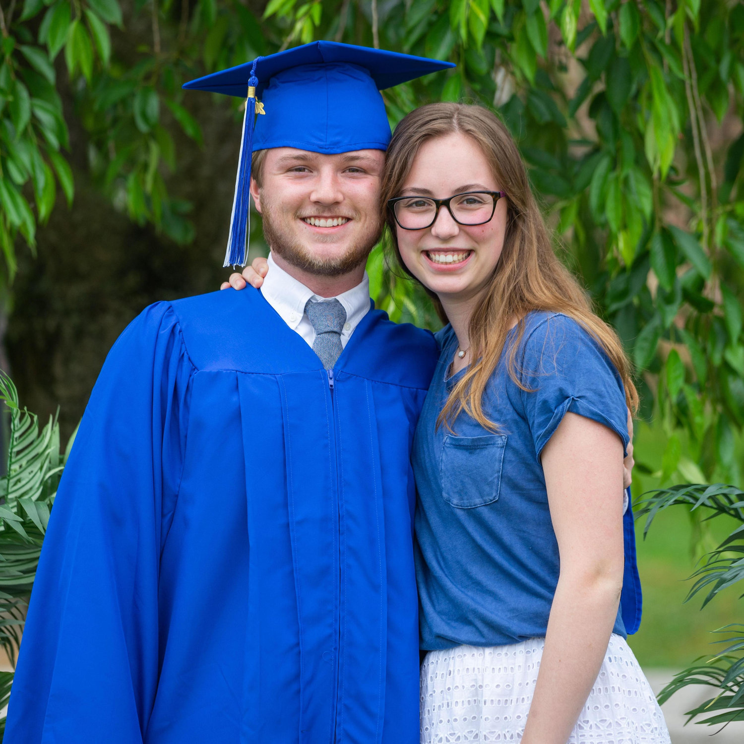 Us posing for Jack's school-sponsored Covid graduation pics - what a year!