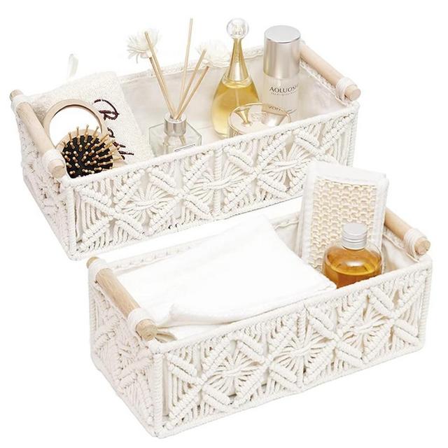 Set of 2 Macrame Storage Baskets