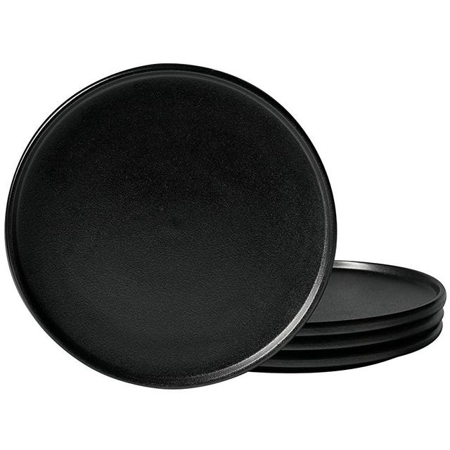 Dinner Plates Set of 4,8.5Inch Ceramic Plate Set Serving Dish Salad Plates Uaral(Matte Black)