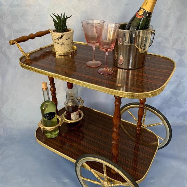 Gold serving bar cart, drink trolley