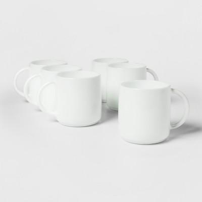 Glass Stackable Mugs 12.5oz White Set of 6  - Made By Design™
