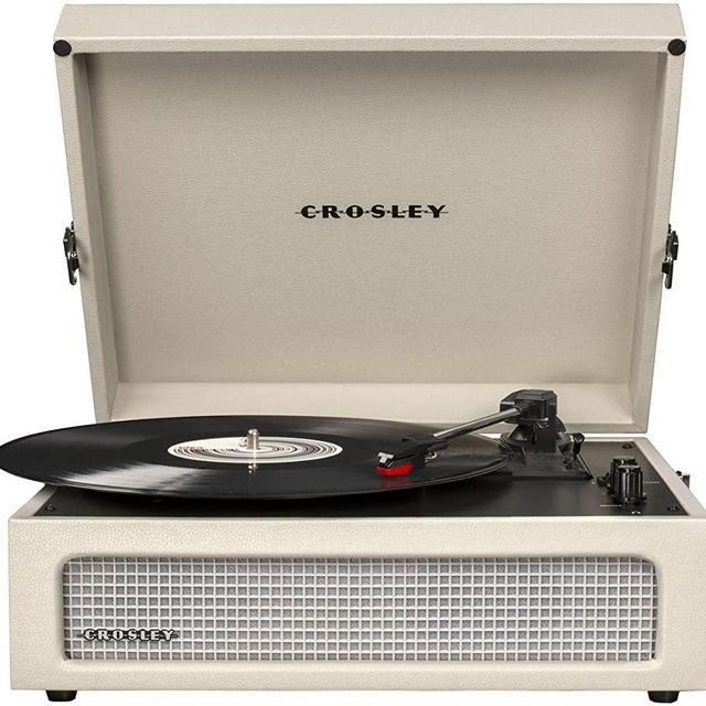 Crosley CR8017A-DU Voyager Vintage Portable Turntable with Bluetooth Receiver and Built-in Speakers, Dune