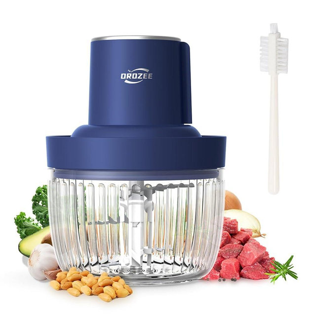OROZEE Deluxe Food Processor, Electric Food Chopper with 1.8L (8 Cup) Capacity Glass Bowl Powerful 300W Meat Grinder Vegetable Chopper (middle)