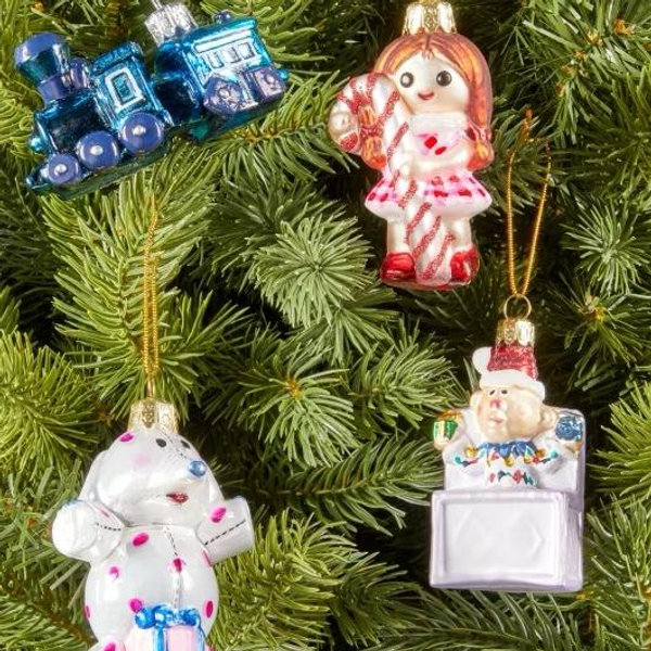 Island of Misfit Toys Blown-Glass Christmas Ornaments, Set of 4