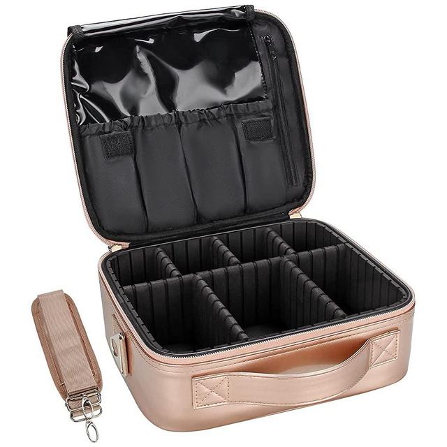 Travel Makeup Case,Chomeiu- Professional Cosmetic Makeup Bag Organizer,Accessories Case, Tools Case (Cute Small, Rose Gold)