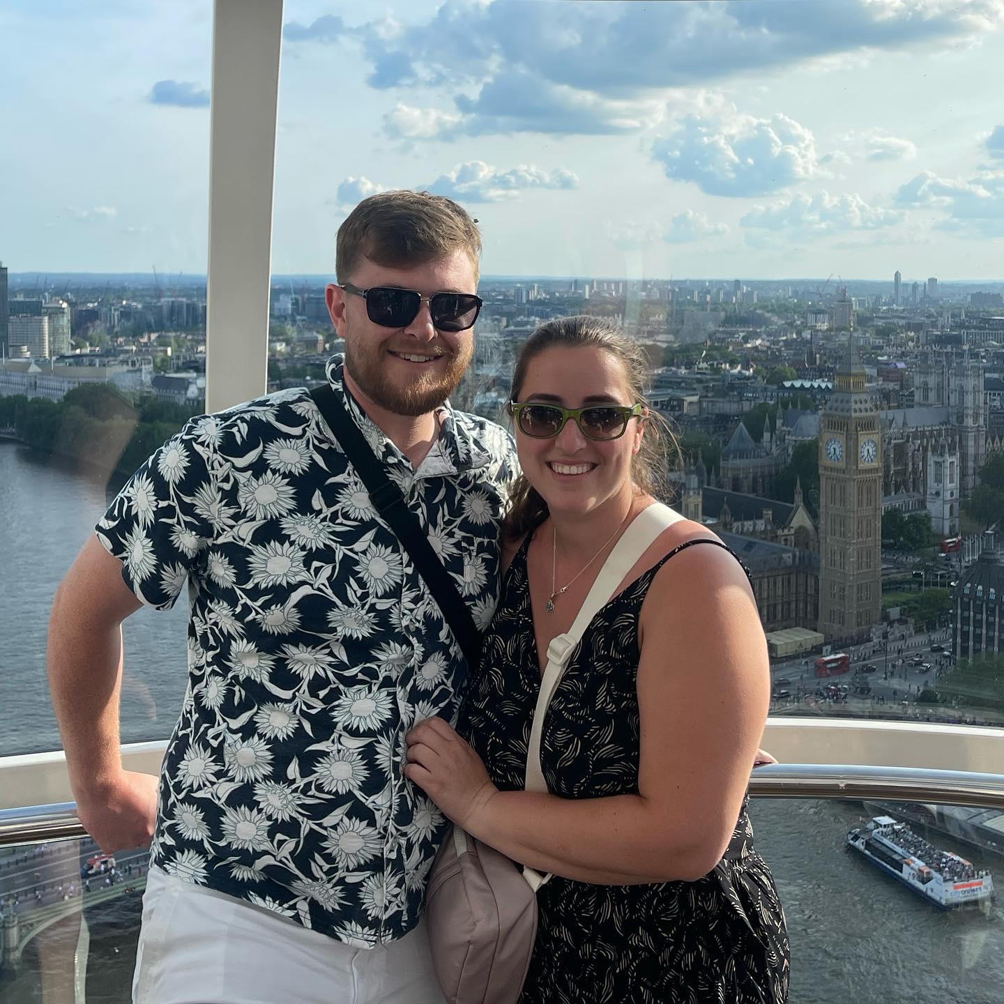 443 feet above London on the London Eye. Loved our first trip back to the UK together.