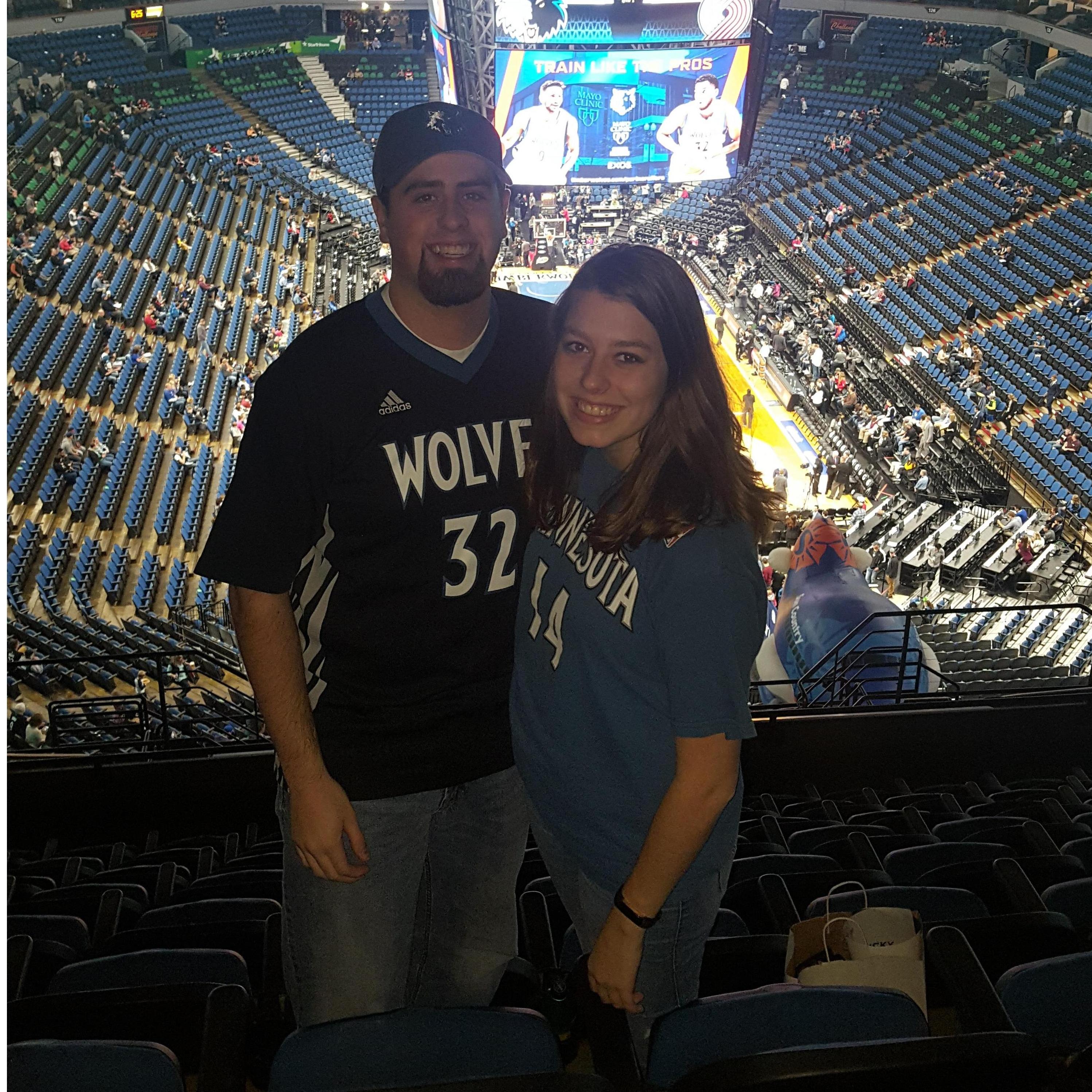 Our first Timberwolves game. Except it was cancelled