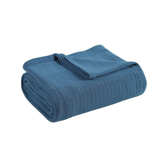 Fiesta - King Blanket, Soft Thermal Cotton Blanket (King, Lapis)