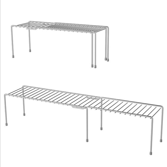 Expandable Storage Shelf- Adjustable Kitchen Cabinet, Pantry Shelves, Under Sink and Counter Top Organizer by Classic Cuisine (Chrome)
