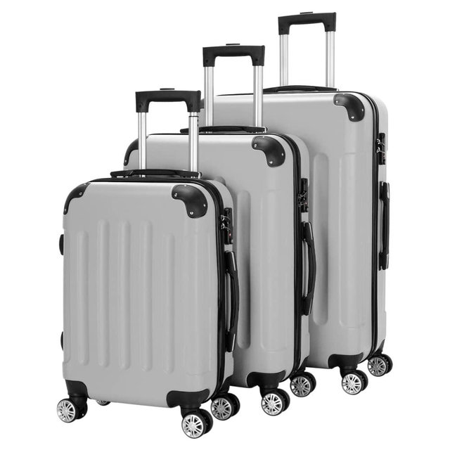Karl home 3-Piece Luggage Set Travel Lightweight Suitcases with Rolling Wheels, TSA lock & Moulded Corner, Carry on Luggages for Business, Trip, Grey (20"/24"/28")