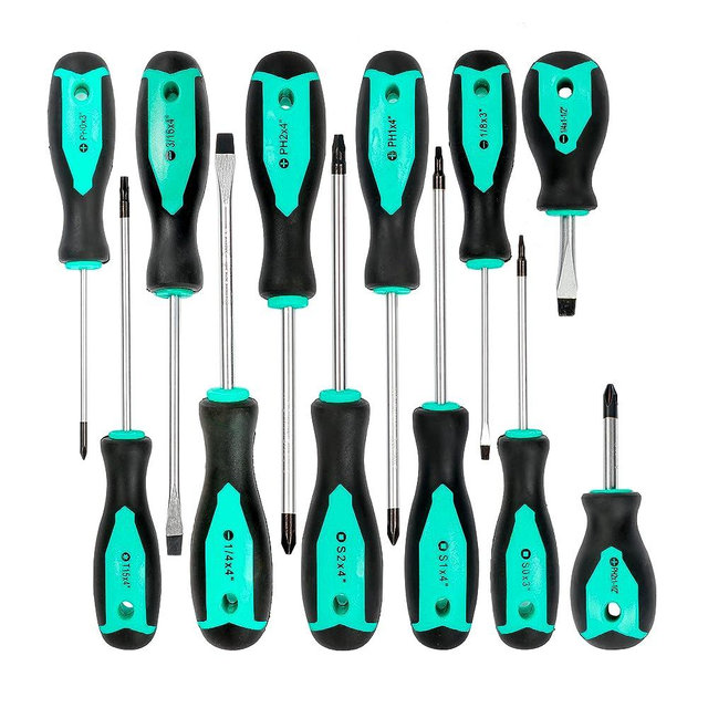 Amazon Basics 12-Piece Magnetic Screwdriver Set, ‎7 x 2 x 14.8 inches, Turquoise