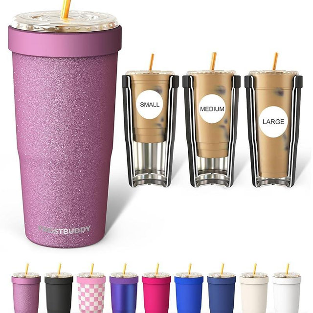 Frost Buddy Togo Buddy | 30 oz Stainless Steel Vacuum Insulated Tumbler | To Go Coffee Cup – Iced Coffee Cups, Iced Coffee Sleeve, Travel Mug, Thermal Cup for Hot & Cold Drinks, Dunkin Cup (Aurora)