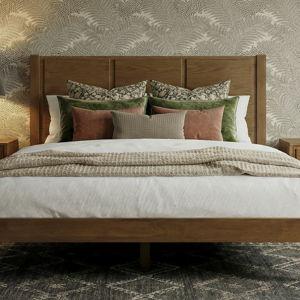 Knighten Solid Wood Queen Bed Frame Light Walnut - Light Walnut, Queen