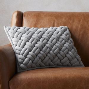 18"x12" jersey interknit grey pillow with down-alternative insert