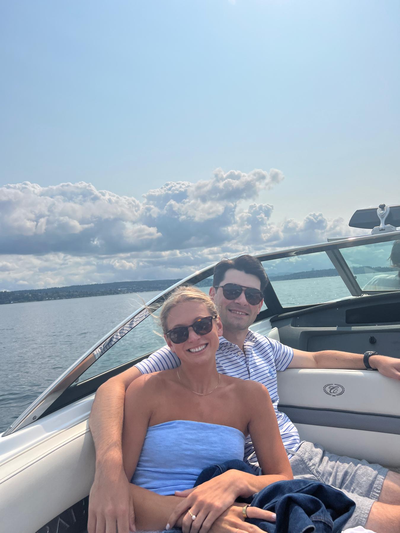 The day we got engaged, pre-engagement! Had the most amazing day being taken around Lake Washington by close family friends.