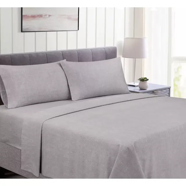 Bee & Willow™ Cotton Flannel Queen Sheet Set in Heather Grey