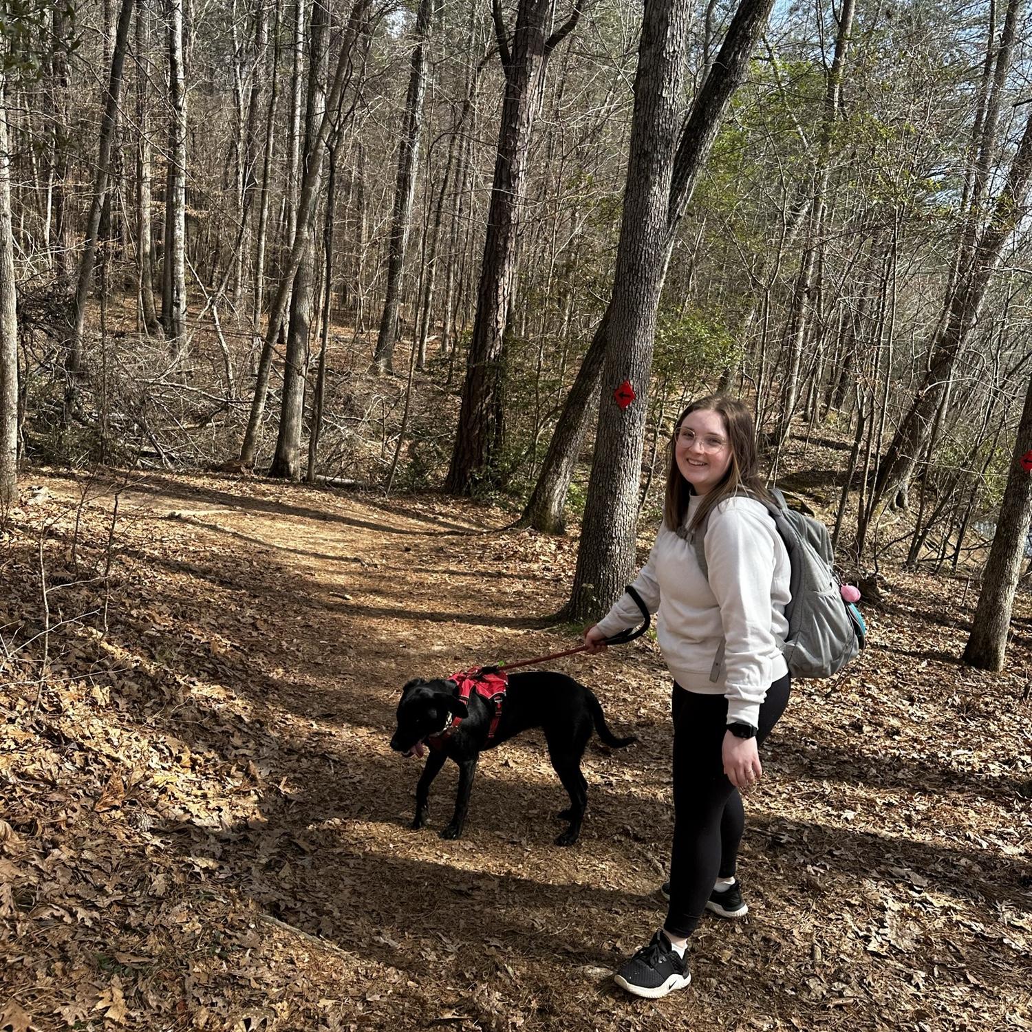 Love a good hike! Even when your four legged friend walks you!