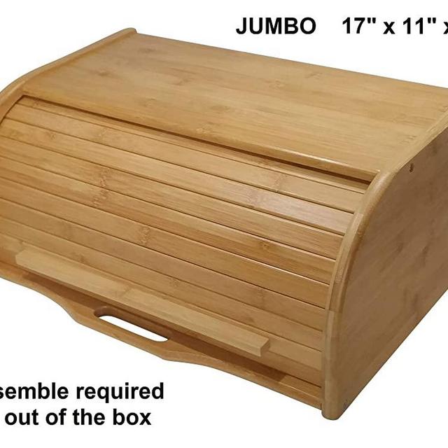 Large bread box bread basket wooden box storage boxes kitchen counter organizer wooden storage box bread storage. roll top breadbox. bread boxes for kitchen countertop. Bamboo wooden boxes. (Natural)
