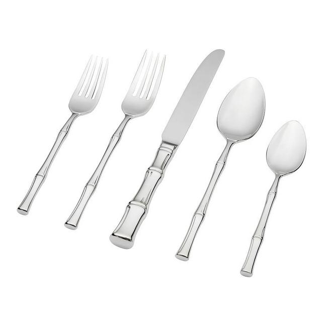 Bamboo Flatware, 5 Piece - Stainless Steel