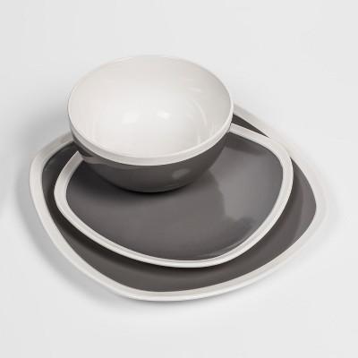 Soft Square Stoneware 12pc Dinnerware Set Gray - Threshold™