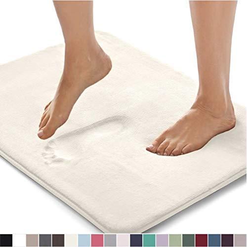 Gorilla Grip Original Thick Memory Foam Bath Rug, 30x20, Cushioned, Soft Floor Mats, Absorbent Premium Bathroom Mat Rugs, Machine Washable, Luxury Plush Comfortable Carpet for Bath Room, Cream