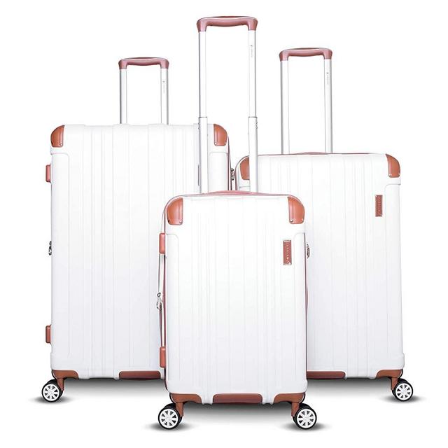 Gabbiano Bravo Collection 3 Piece Hardside Spinner Luggage Set (White)